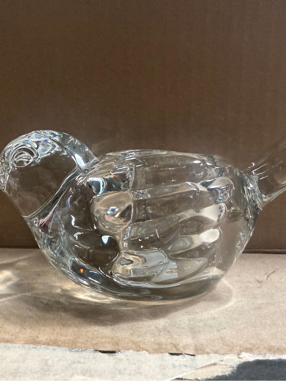 Clear Glass Bird Sculpture Bowl, candle holder - Home Art